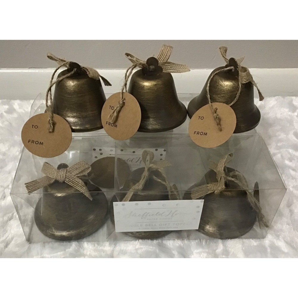 Sheffield Metal Jingle Bell Gift Toppers - Bronze‎ Six Total